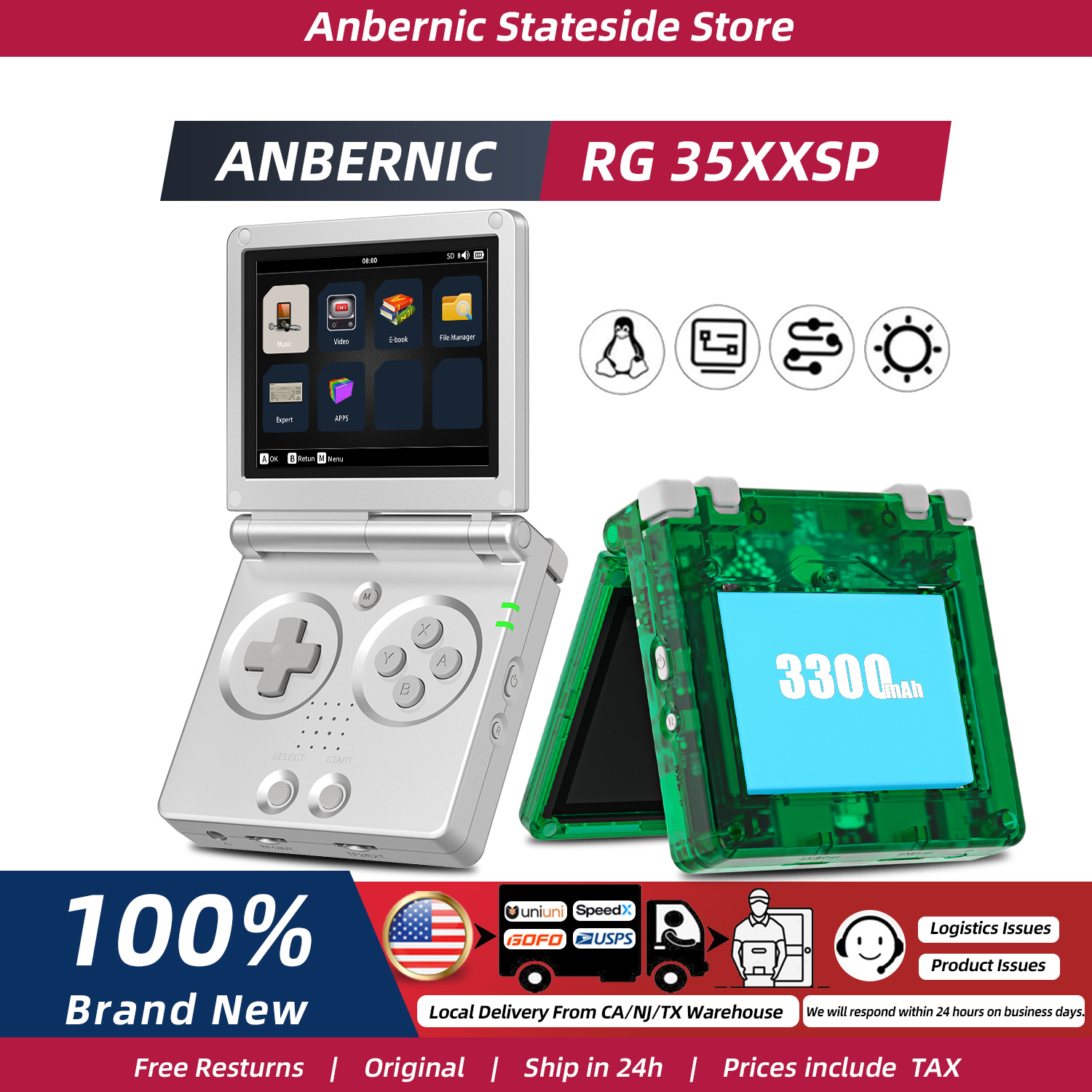 Gaming Console Years - ANBERNIC RG35XXSP FILP 3.5 İnç IPS
