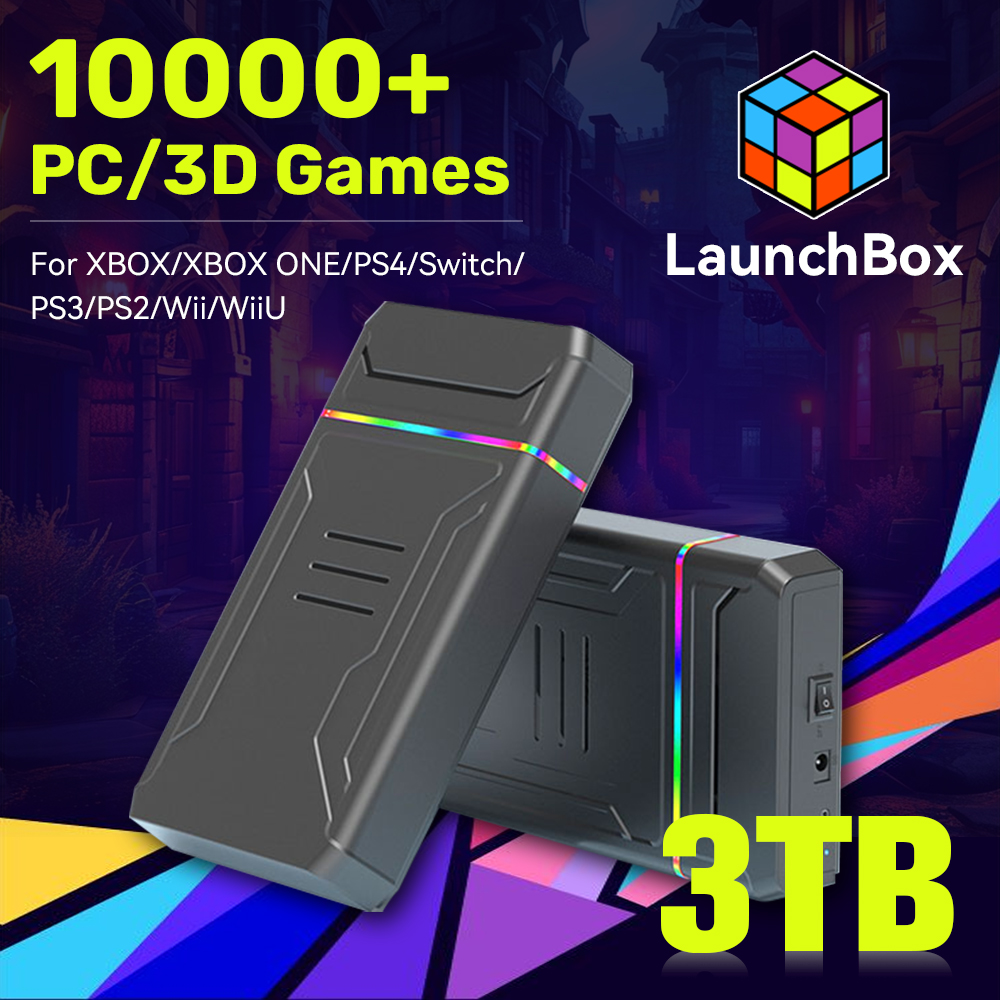 Gaming Console Video Game - JMachen Launchbox XBOX/PS4/Switch/PS3/PS2/PS1/Wii/WiiU için 3TB Oyun